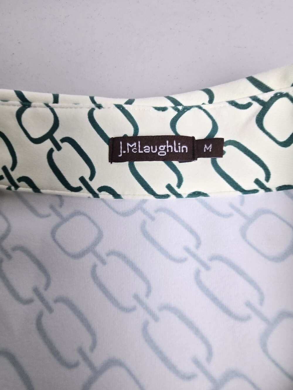 J McLaughlin Catalina Cloth Equestrian Chain Print Blouse Long Sleeve Top M - Picture 6 of 8